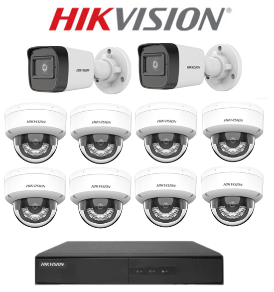 Bộ 10 Camera IP Hikvision Full HD 2MP có míc, có màu